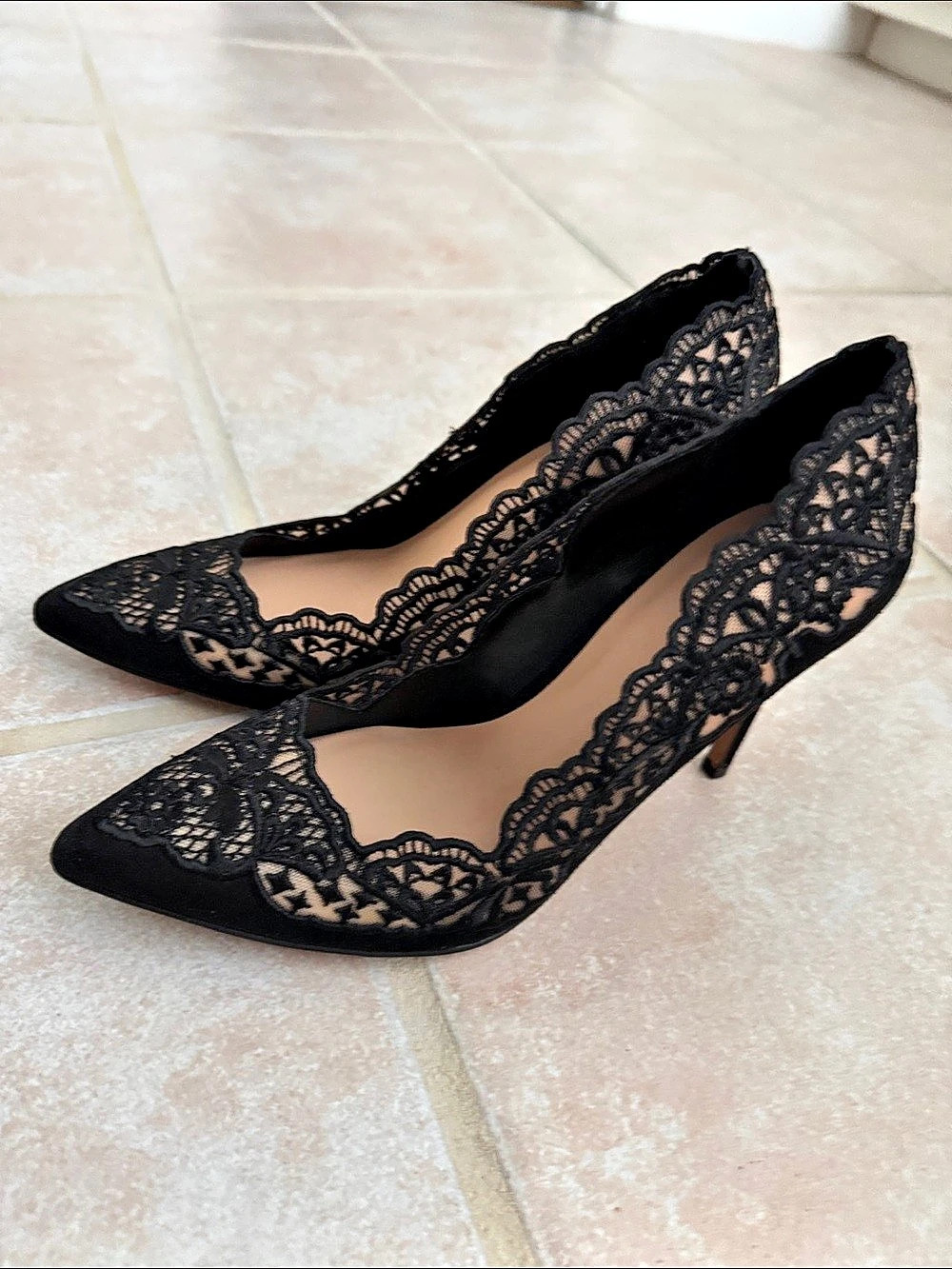 INC International Concepts Black Lace Heels - Size 6M